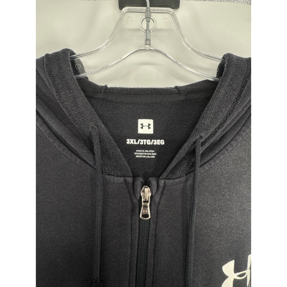 Under Armour Hoodie 3XL Black Full Zip Up Sweatshirt Jacket French Terry Cotton - Picture 3 of 5